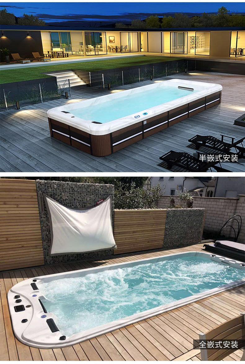 紫叶游泳池户外家用庭院别墅室内恒温加热无边际冲浪逆流按摩健身泳池