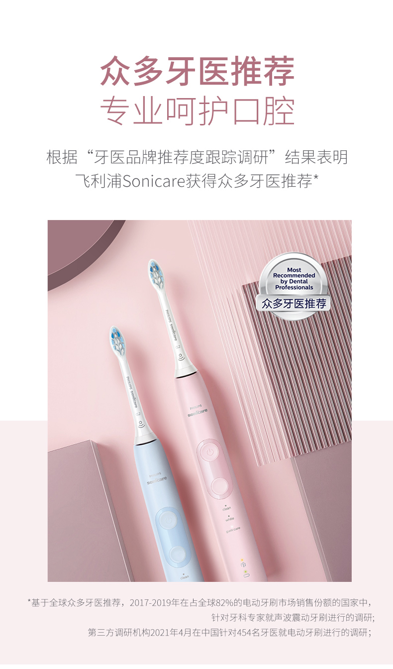 飞利浦声波电动牙刷全自动充电式成人男女情侣款软毛hx68536856hx6856
