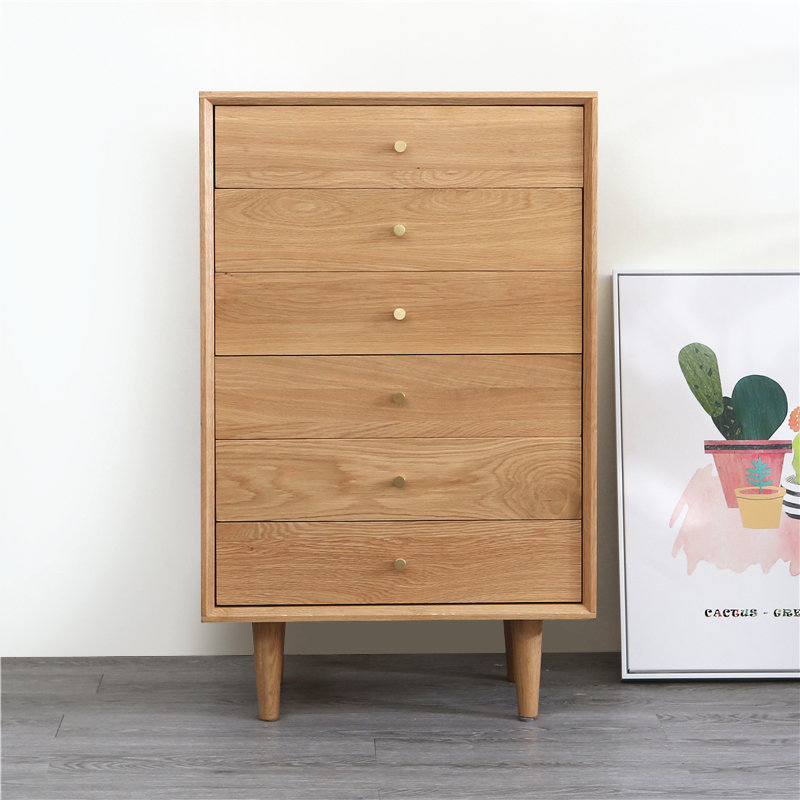 五斗柜北欧白橡木樱桃木日式原木简约餐边柜储物柜客厅收纳柜白橡木