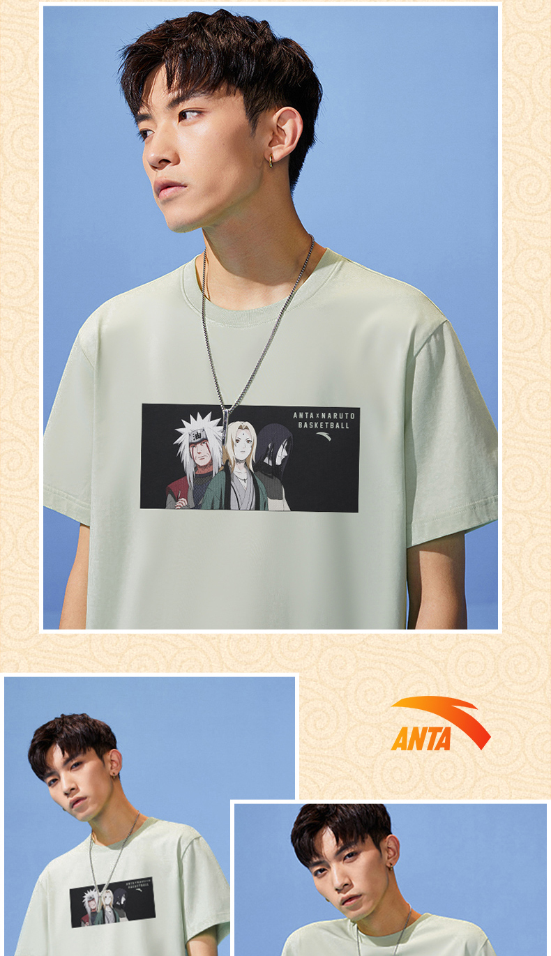 安踏火影联名短袖男t恤男夏季新款轻薄宽松棉质半袖青年潮流圆领休闲