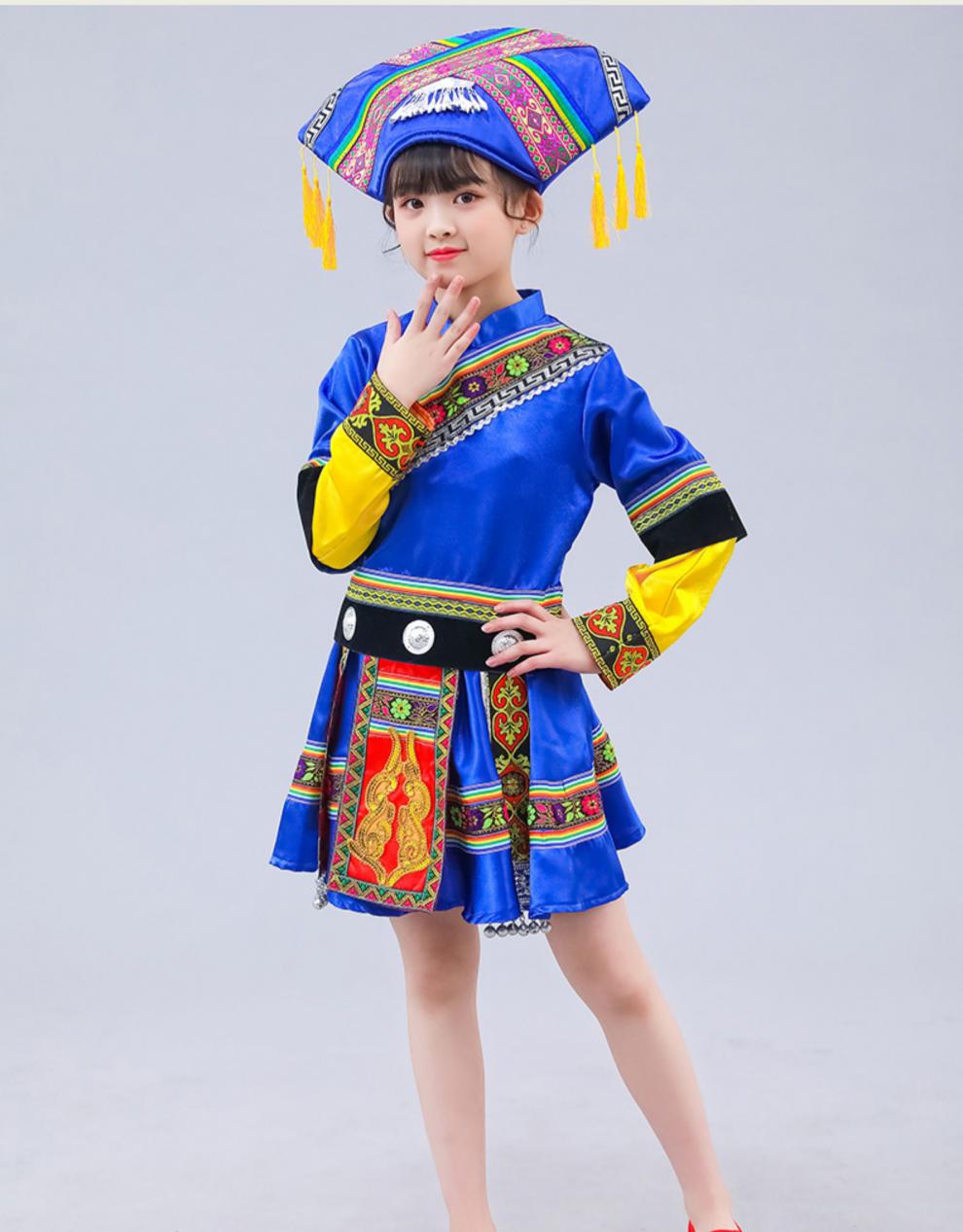 新款儿童壮族服装女广西少数民族服饰男童幼儿园服女童舞蹈演出服擎嵘