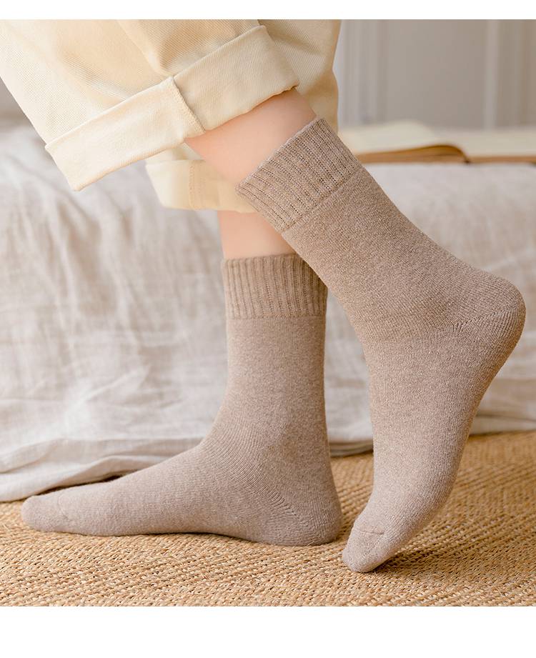浪莎厚袜子女中筒袜秋冬毛巾加绒棉袜冬天纯棉毛圈长筒袜日系女生冬季