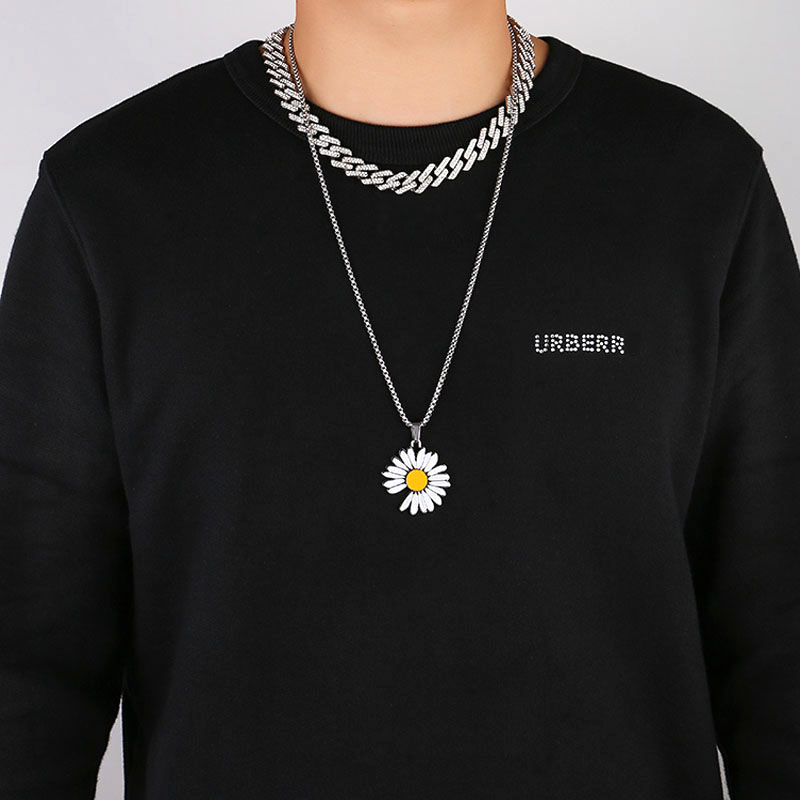 权志龙gd同款小雏菊项链男潮女网红小众菊花嘻哈钛钢吊坠学生饰品太阳