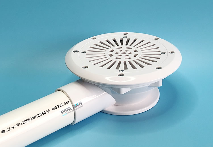 胶膜游泳池主排回水口集水器帆布鱼池地漏底排污出水口63管侧承口胶膜