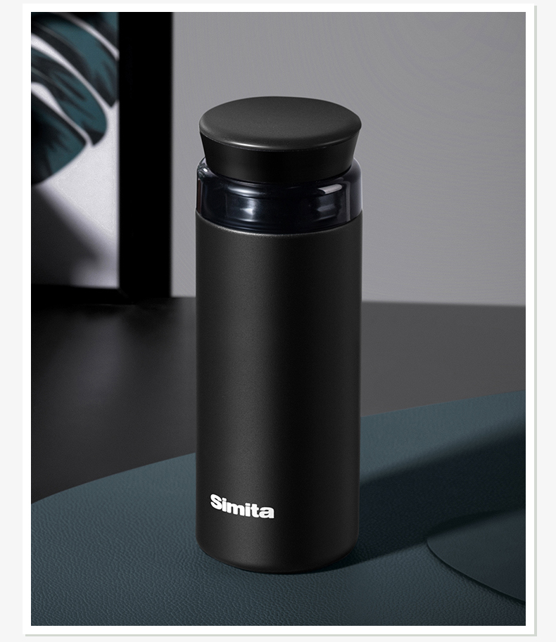 德国simita保温杯男女316不锈钢水杯时尚潮流泡茶杯子定制印logo白色