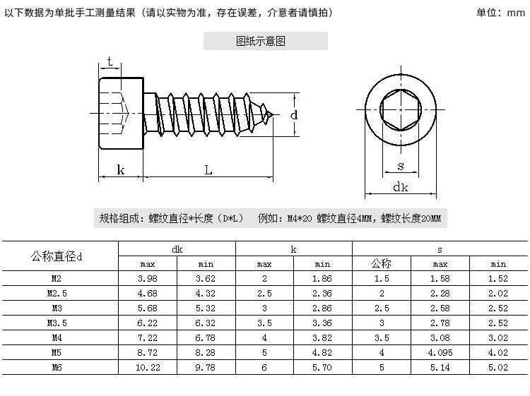 不锈钢内六角自攻螺丝杯头内六角自攻钉圆柱头自攻螺丝钉 m3m4 m3*6
