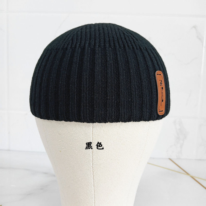 丹图森薄款针织瓜皮帽男棉线地主帽子光头百搭流氓春秋冬短款黑色有