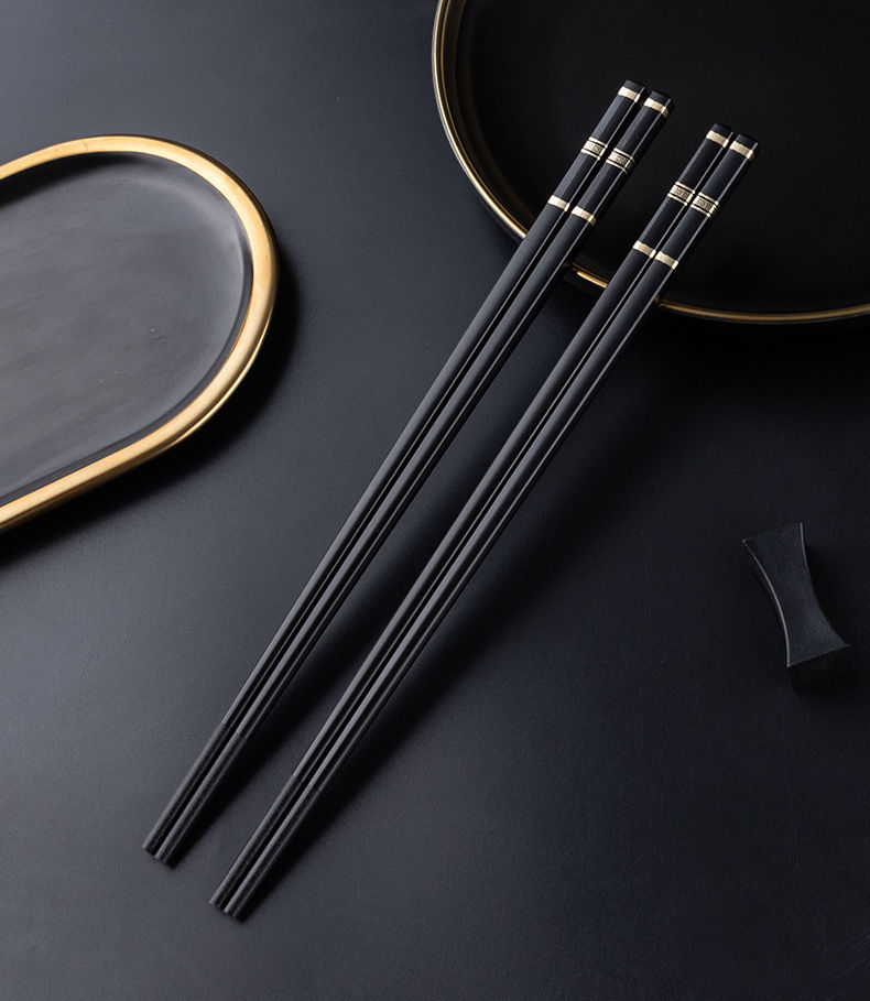 家用防霉筷子酒店防滑耐高温合金筷子高颜值轻奢风家庭餐具时尚黑金