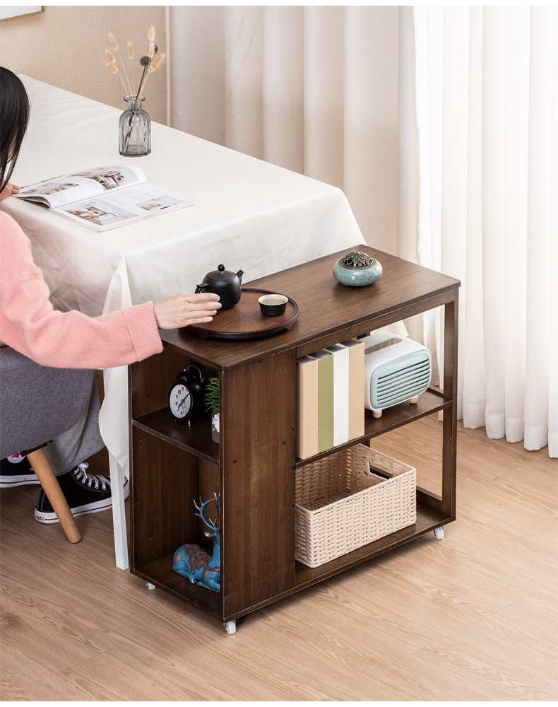 可移动茶台移动茶台茶车可移动小茶几边几沙发边柜客厅小桌子茶桌实木