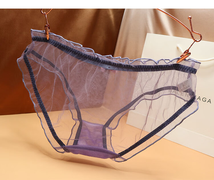 全透明内裤女性惑女人情趣裤头性感低腰轻薄无痕诱惑三角 黑色 均码