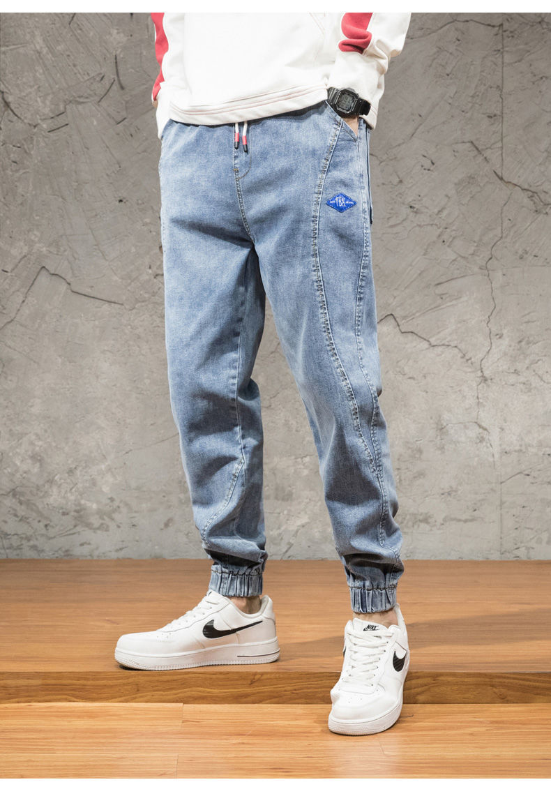 2021牛仔裤男冬季新款宽松束脚裤秋冬款男裤大码显瘦裤男士百搭休闲