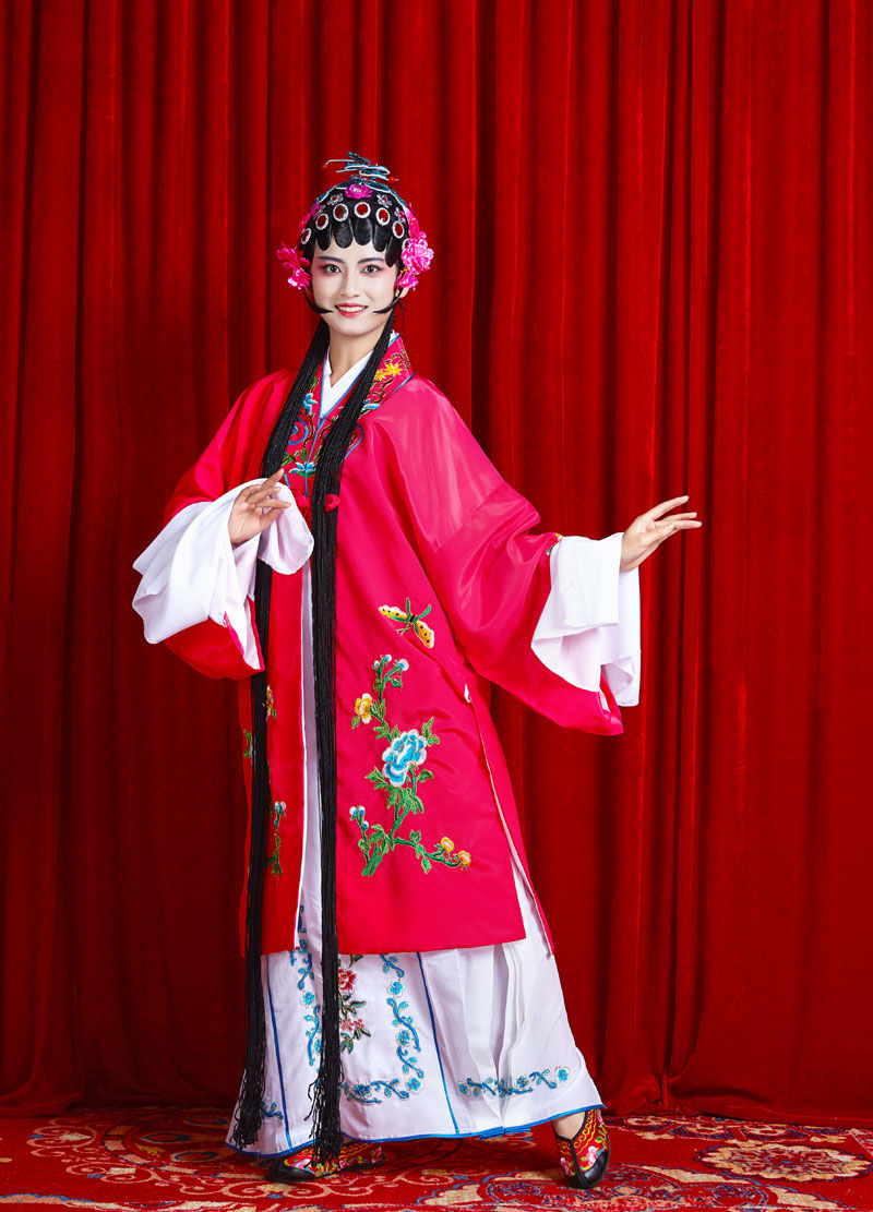 头花戏曲青衣配件偏凤水钻京剧古装俏花旦 黄头饰 仿真水鬓 长发(发网