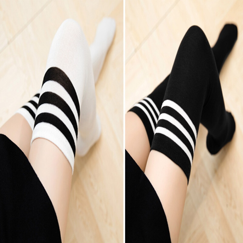 【甄选品质】过膝袜女学生长筒袜条纹高筒袜日系长袜子韩版防滑大腿袜