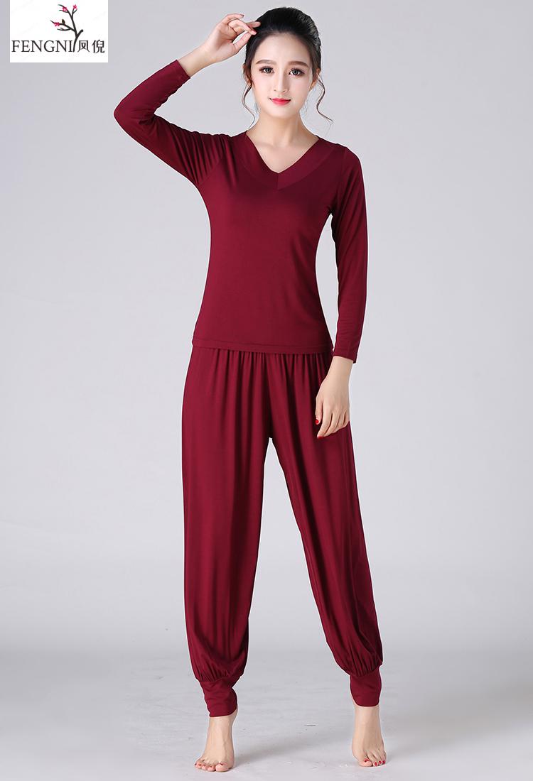 凤倪 中老年瑜伽服女大码宽松健身高端时尚广场舞蹈服装练功服 黑