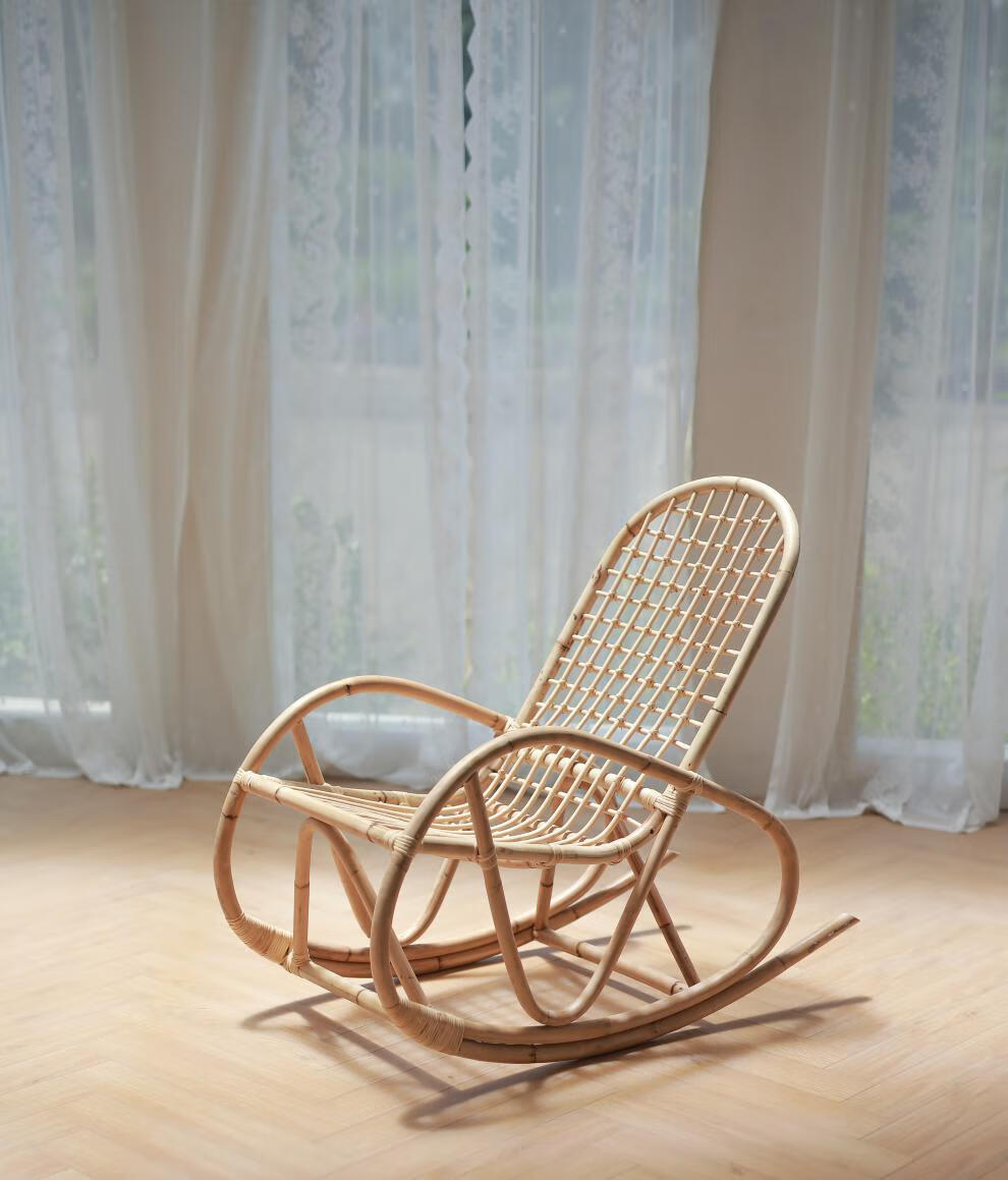 摇椅 成人真藤编躺椅摇摇椅北欧阳台休闲家用大人懒人客厅单人靠背