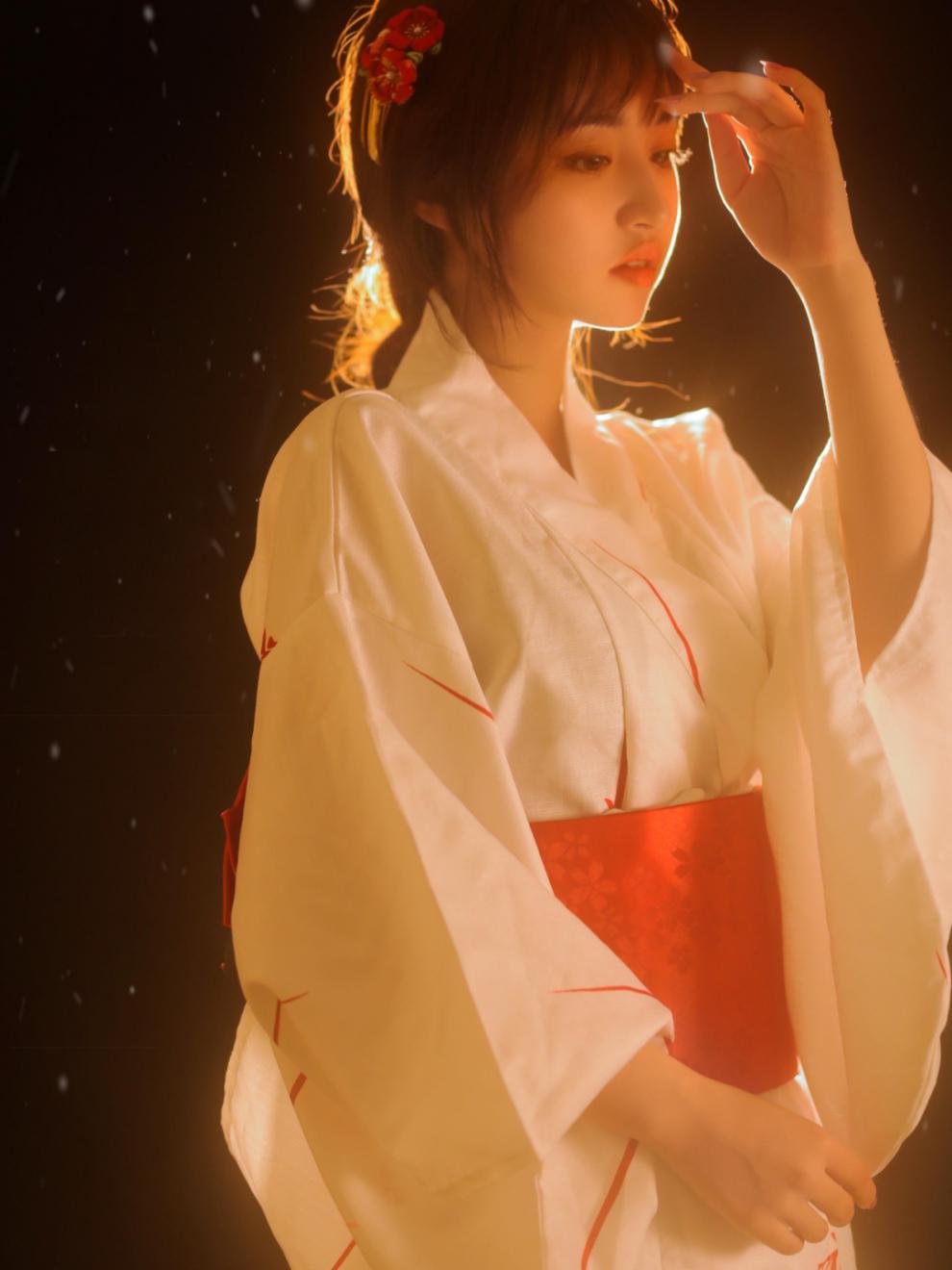 品质神明少女和服套装日式拍照服装女日系写真衣服 改良樱花和风浴衣