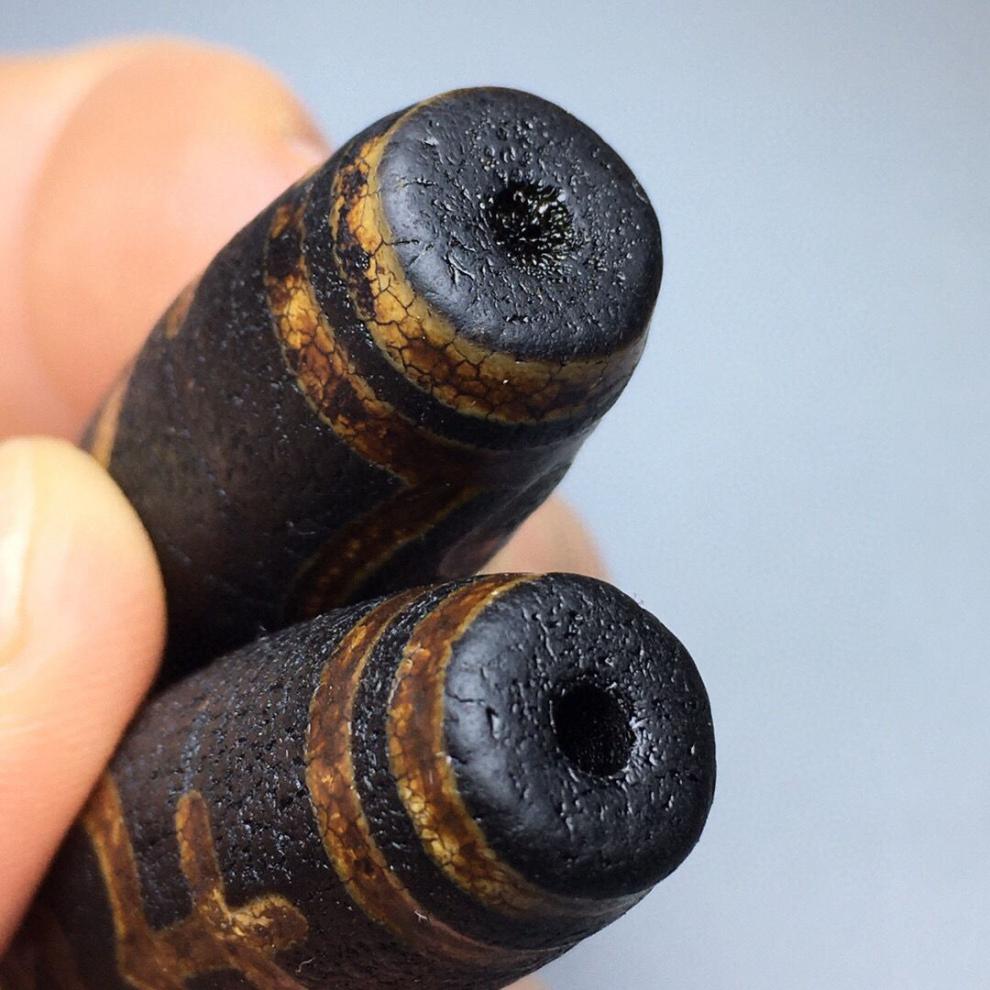 时尚配饰新款西藏老矿原石品绿色九眼老天珠玛瑙玉髓一对项链吊坠生日