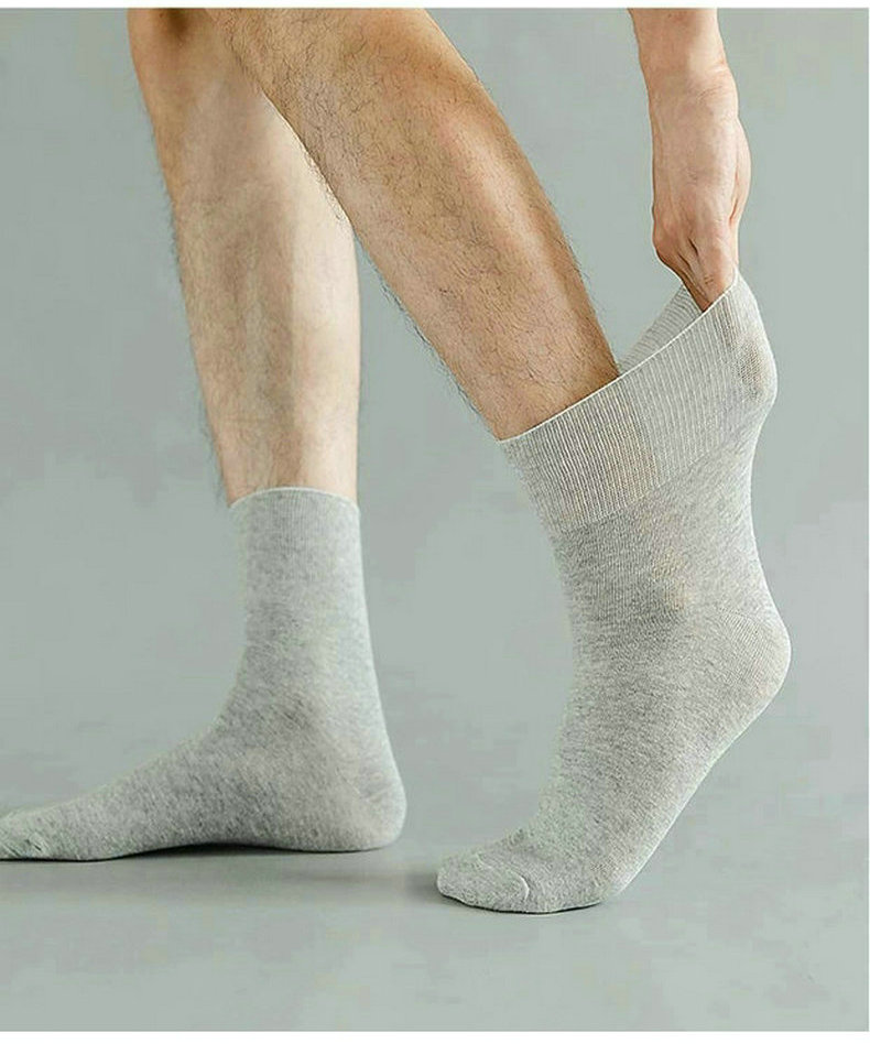 恒源祥中老年人高筒袜子男士松口肥胖脚纯棉宽松透气防臭爸爸长袜