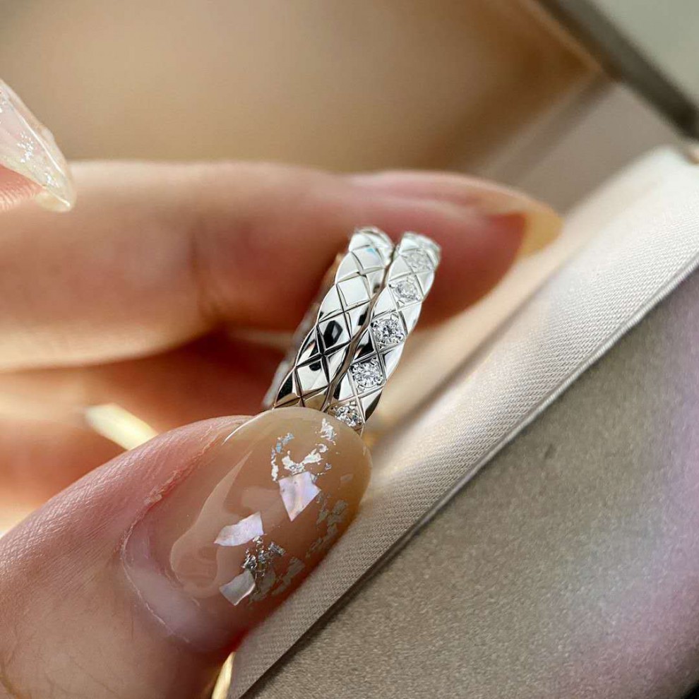 摘星圣手菱格戒指925银窄细格纹指环叠戴简约食指尾戒男女钻戒肖战