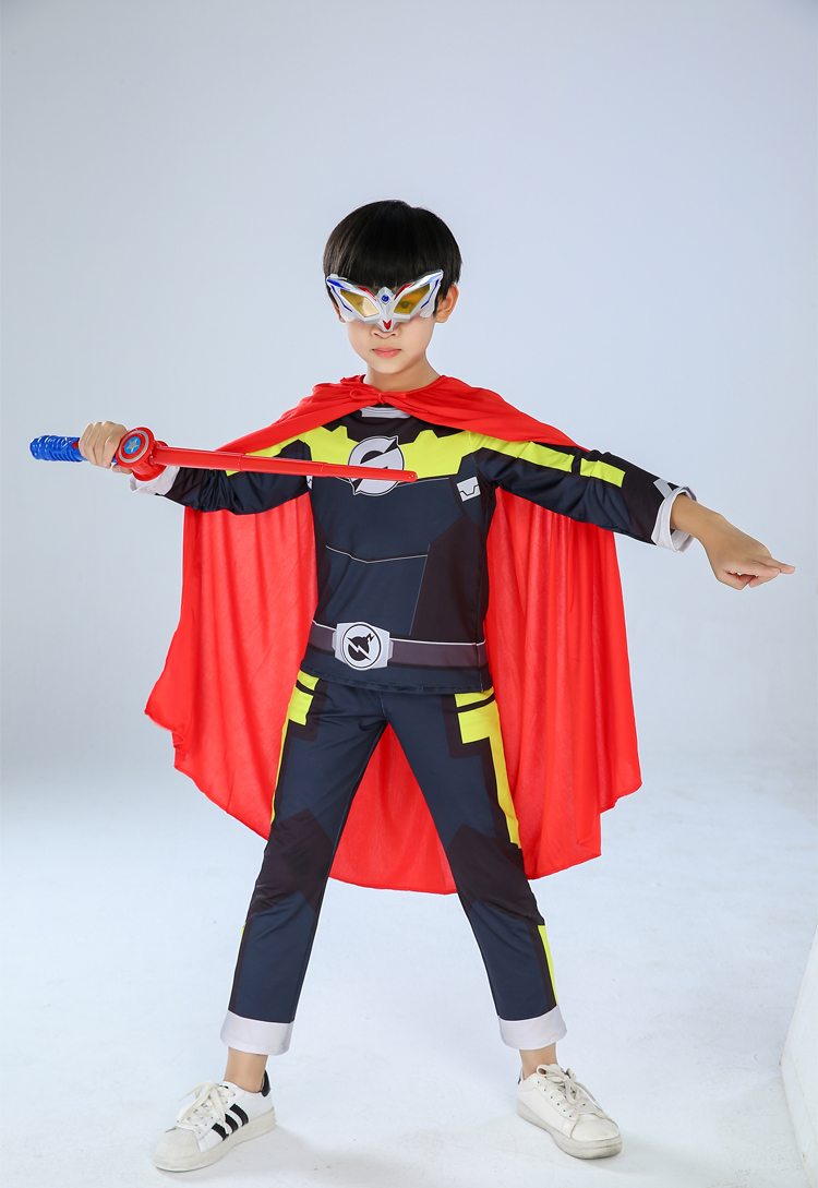 衣服圣诞节儿童铠甲勇士cosplay衣服套装表演演出服装黄擎卫衣服150