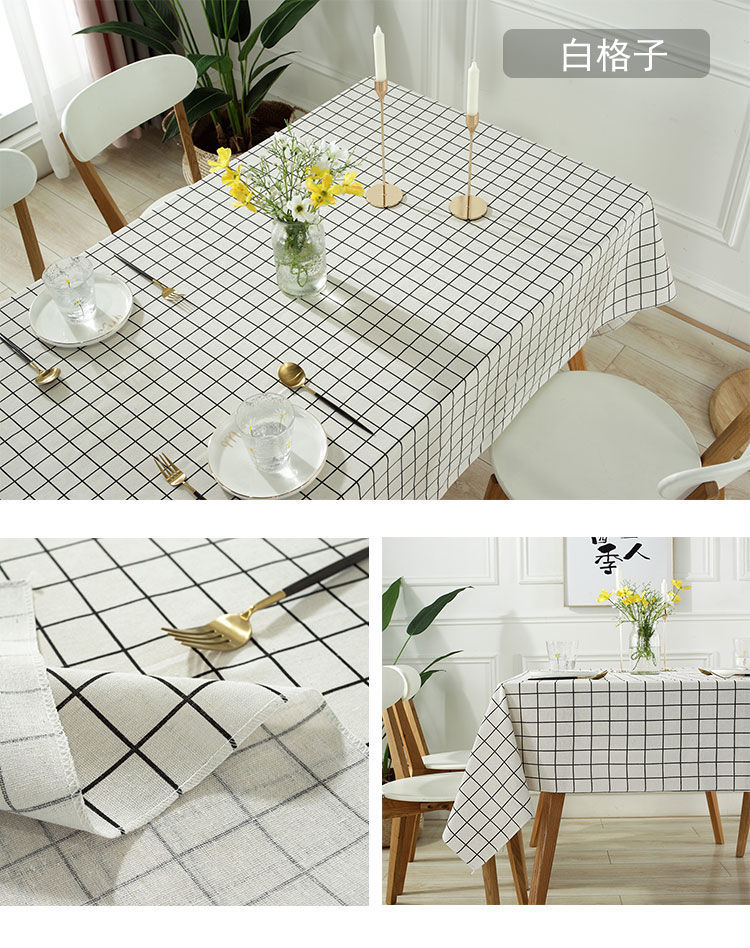 棉麻小清新ins风网红正长方形书桌布茶几餐桌台布幸福映像锁边7070cm