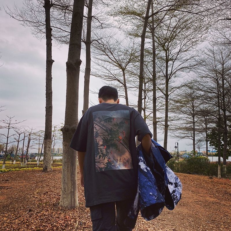 黑泽玲2022短袖t恤男fear of god essentials第七季复线花卉潮流宽松