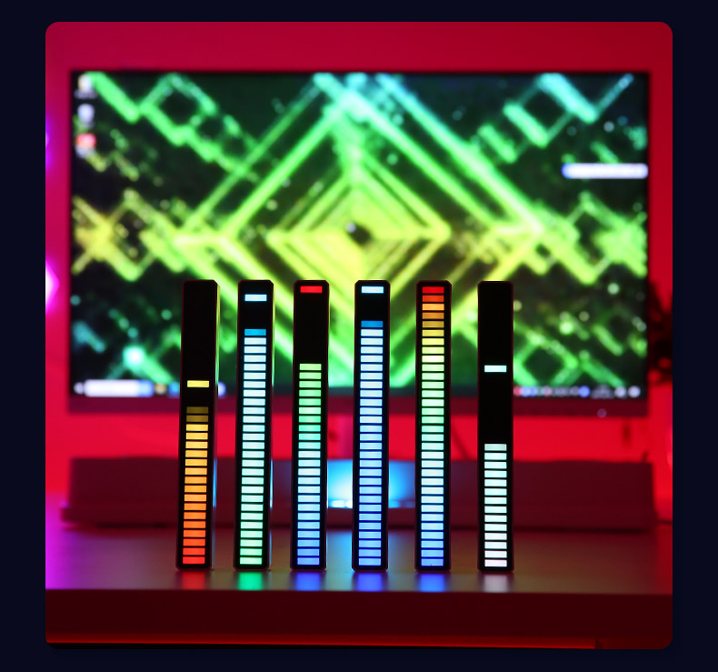 拾音氛围灯车内改装桌面音频谱rgb声控音乐节奏灯汽车载led气氛灯新