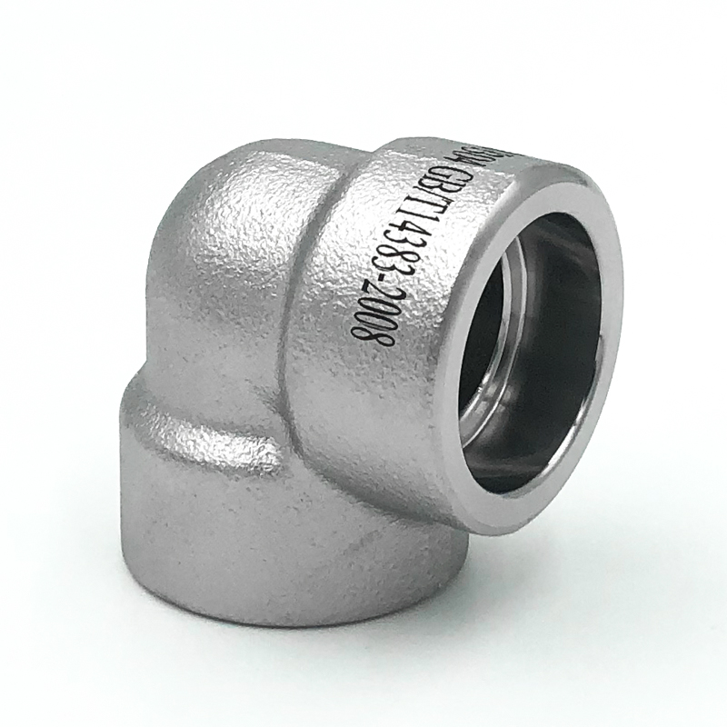 316l不锈钢承插焊弯头耐210kg高压管件3000lb锻造90度直角sw接头316l