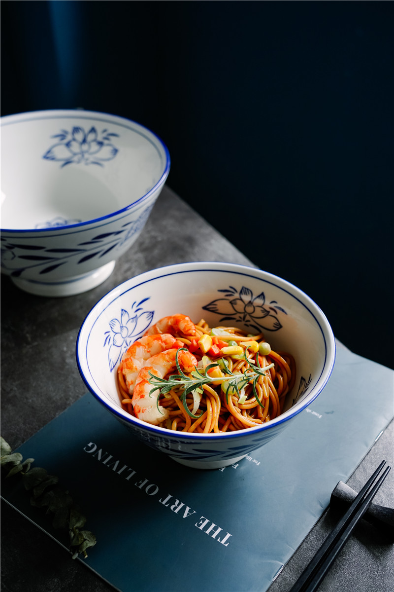 高脚陕西油泼面莲花大碗宽面碗中式面馆专用定制超大10寸西安面碗荷花