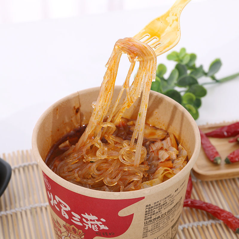 火冒三藏酸辣粉营养卫士网红红薯粉丝桶装宿舍办公室冲泡方便食品a4桶