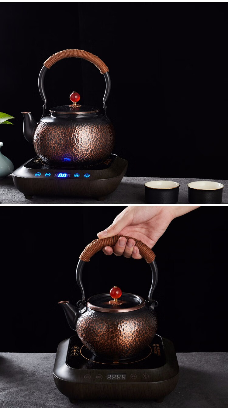 容山堂手工铜壶烧水壶煮茶器大中号泡茶壶煮茶炉家用茶具电陶炉 鸟栖