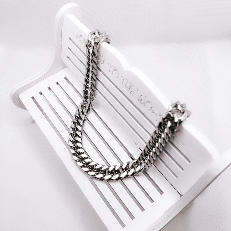 古巴粗链条项链钛钢霸气男女潮流时尚 古巴细链(长约60cm 宽约4mm)