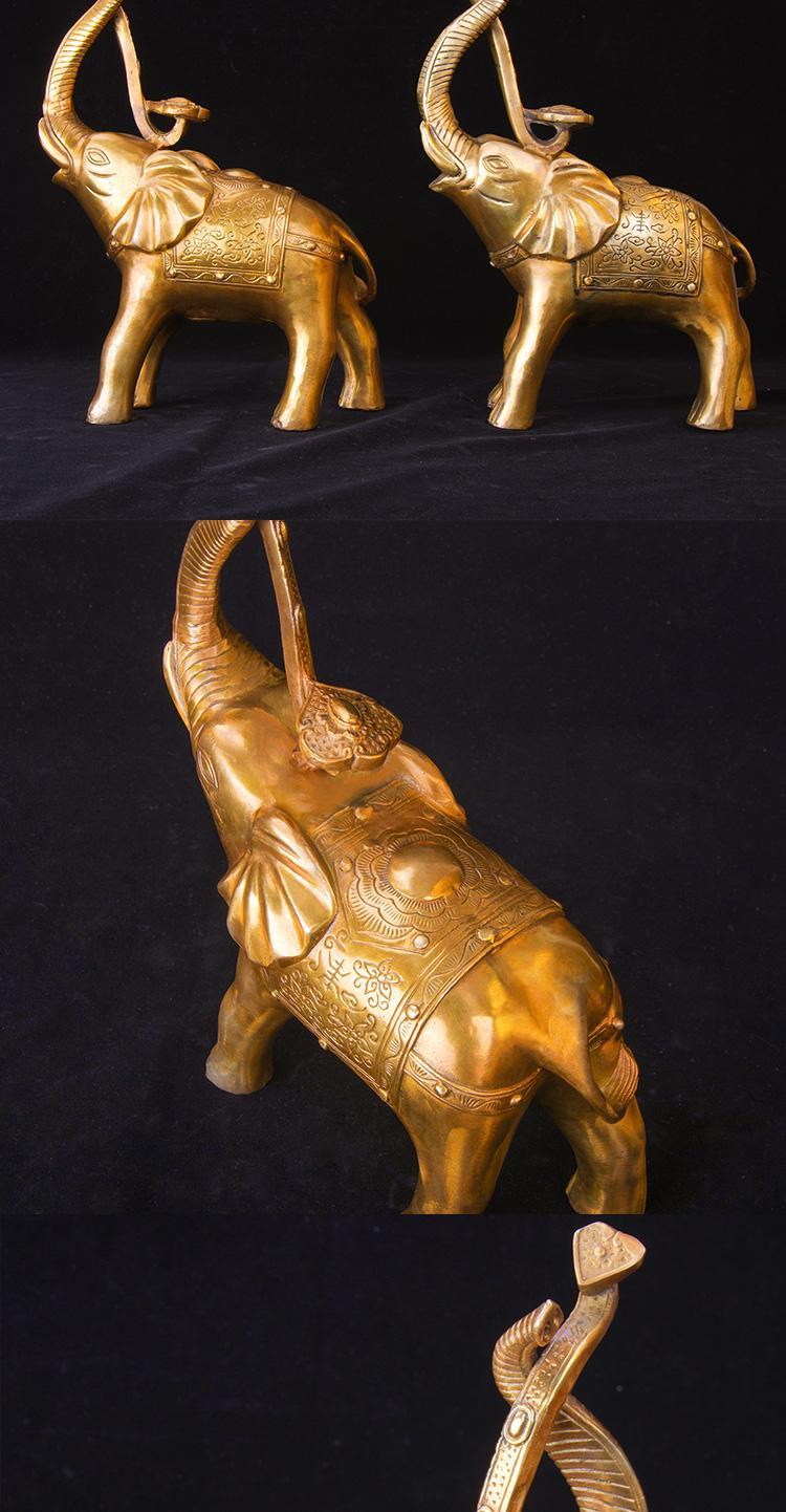 吉运连连黄铜象摆件纯铜一对大象吸水象象客厅家居风水工艺品开业礼品