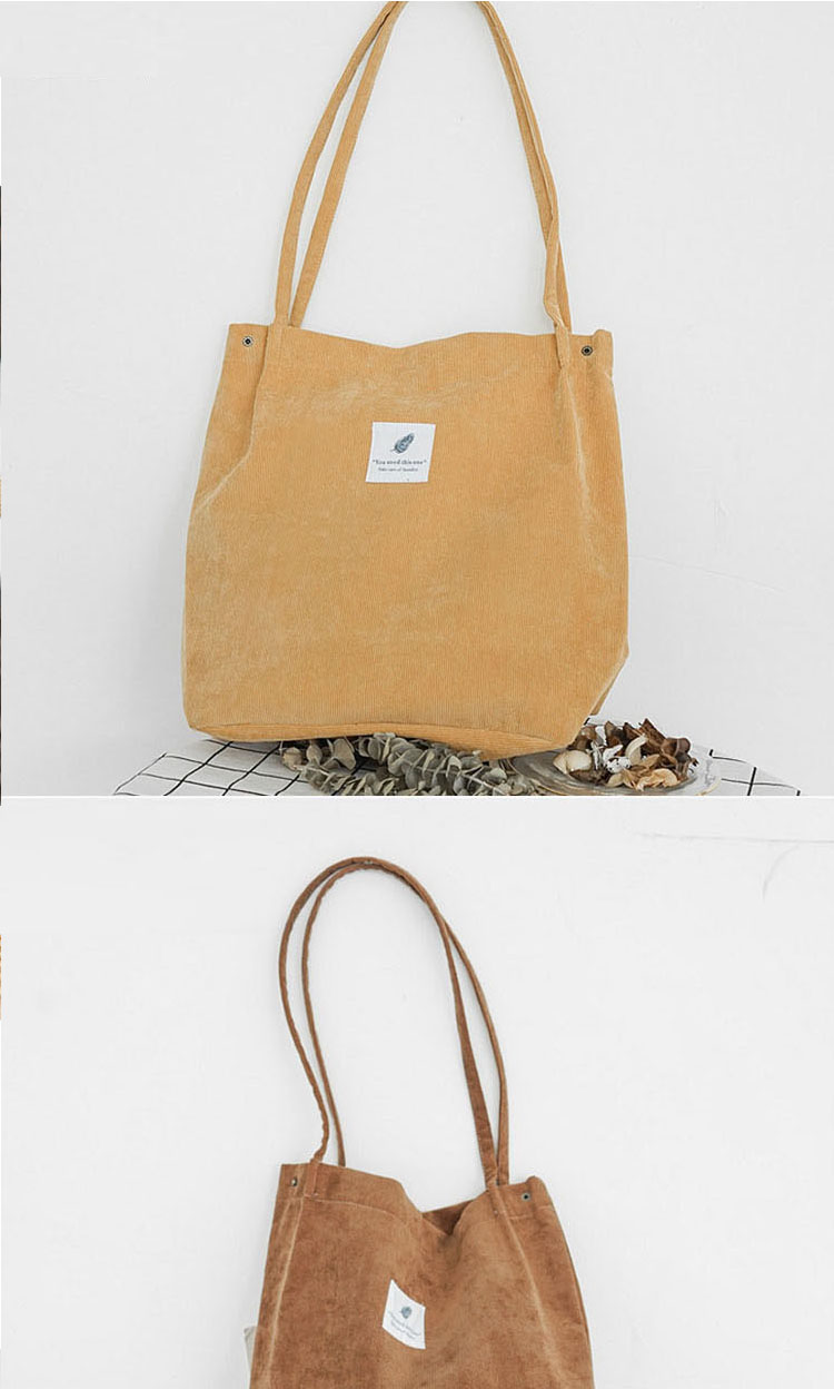 ins复古灯芯绒帆布包 女单肩布袋斜挎包学生中包慵懒风大容量-定制