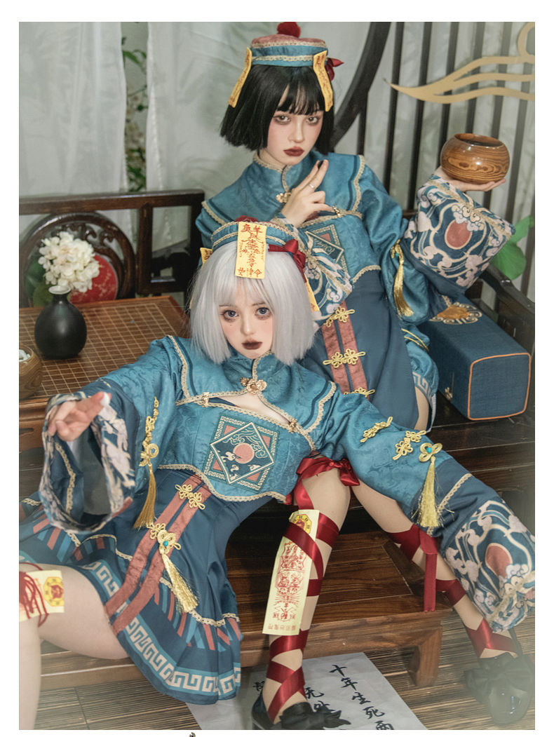 恋尚都市@樱姬lolita小僵尸洛丽塔jsk日常轻lo裙可爱连衣裙 jsk短款 m