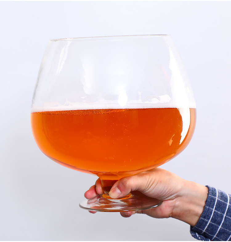 杯特大号啤酒杯酒吧巨型大容量酒杯超大红酒杯玻璃英雄杯大肚杯3500ml