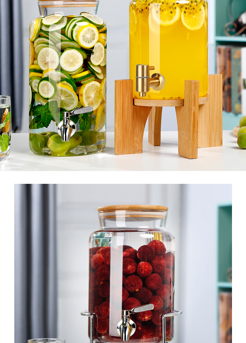 大容量玻璃青梅杨梅泡酒瓶带龙头柠檬饮料桶果汁罐可乐桶器皿容器4斤