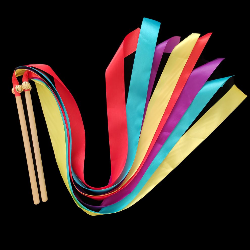 彩带跳舞体操艺术幼儿园舞蹈木棒演出道具彩虹丝带手拿早教玩具红色