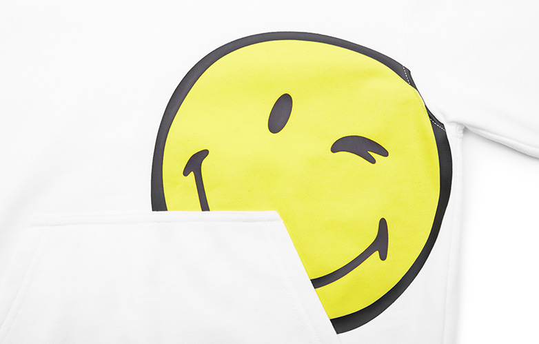 littlemocoxsmileyworld21春装新款男女儿童笑脸印花连帽卫衣明黄色