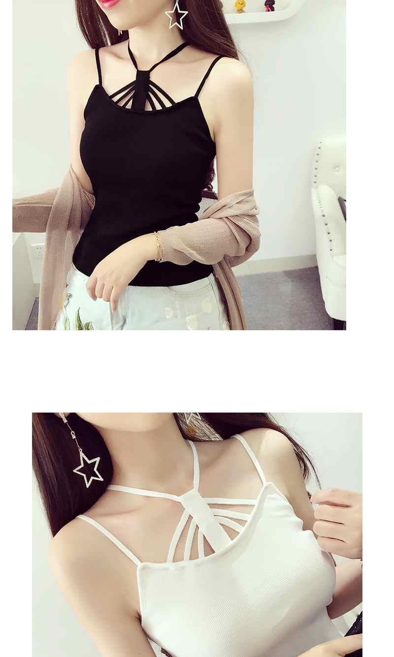 背心女吊带春夏新款韩版性感胸围镂空交叉挂脖针织吊带小背心女短款