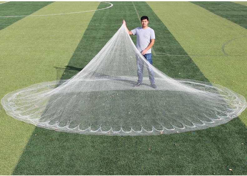 撒鱼网飞盘手抛网 420撒网手抛网渔网捕鱼网老式旋网自动易抛手撒渔网