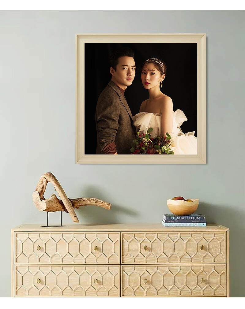 影楼婚纱照放大高端挂墙大尺寸洗照片来图定做结婚照相框相册定制的