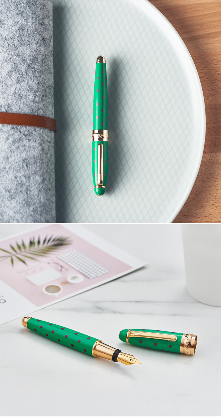 凯博campomarzio钢笔女生礼盒专用波点小钢笔学生送礼生日礼物薄荷绿0