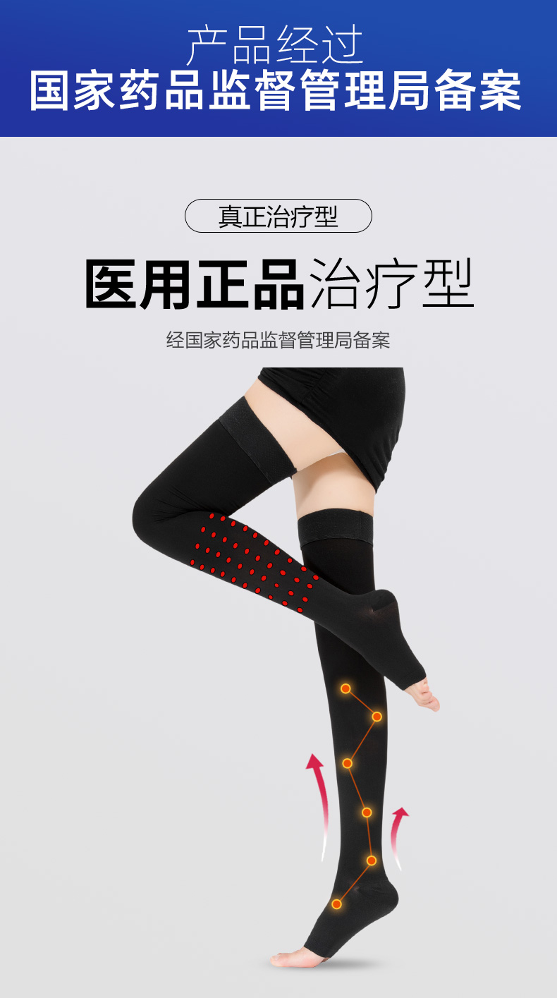 妙灵安医用治疗型静脉曲张弹力裤袜子压力女祙术后小腿护士专用款二级