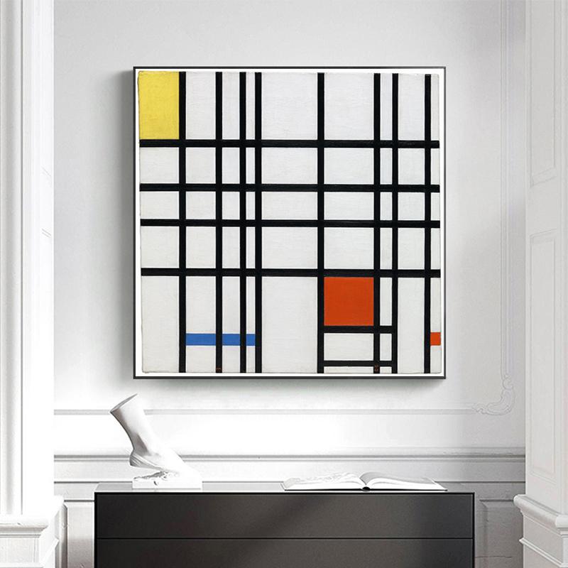 蒙德里安装饰画油画玄关装饰画几何走廊格子抽象艺术挂画卧室背景墙