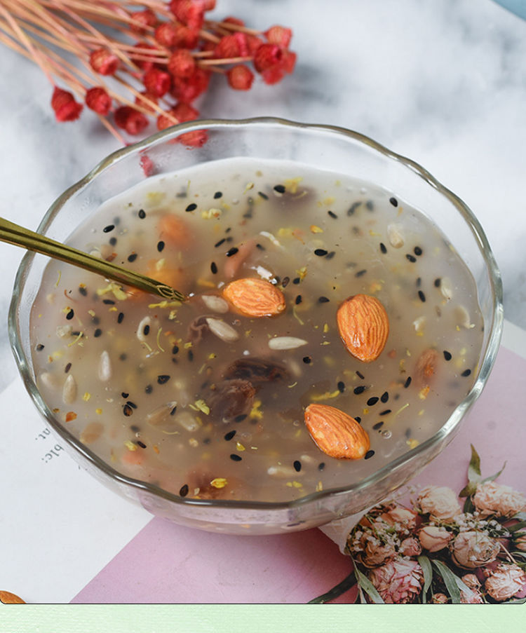 水果坚果桂花藕粉羹手工莲子羹营养早餐粥特产代餐食品 坚果藕粉 黑