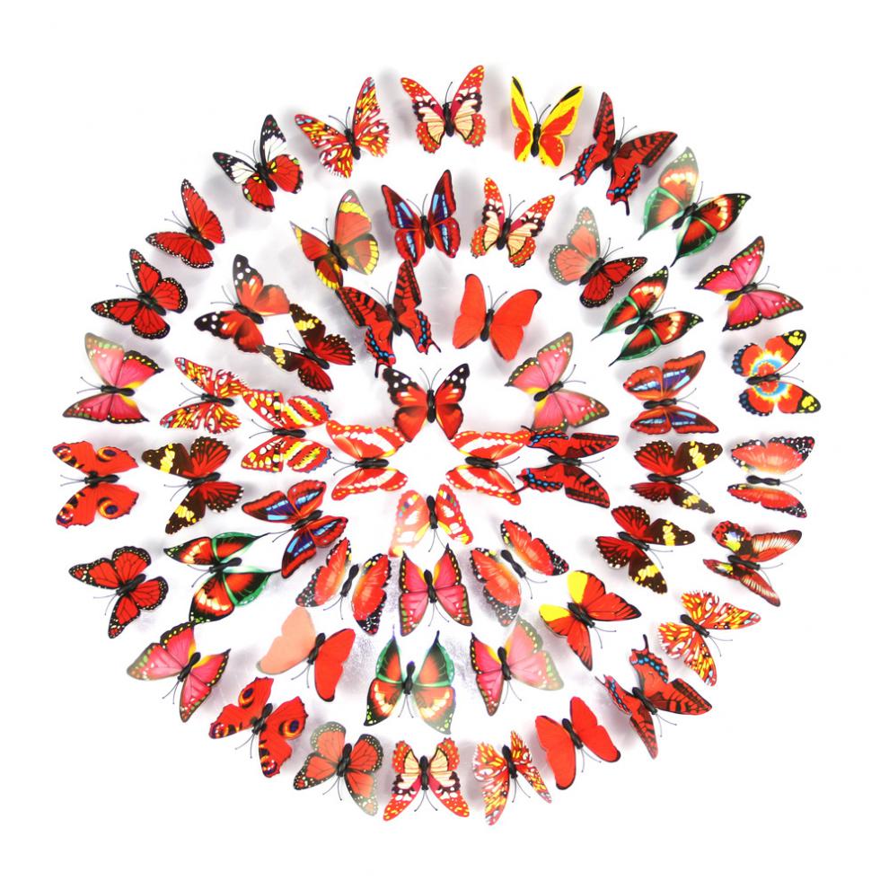 仿真立体蝴蝶3d双层蝴蝶客厅窗帘花店婚庆装饰品 蓝色10只