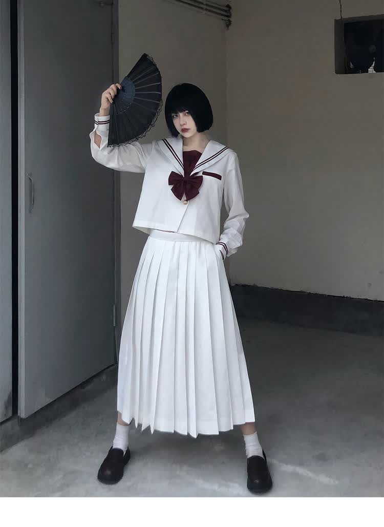 【神北jk】原创 狸猫社 正统jk制服不良少女长裙关西襟水手服套装