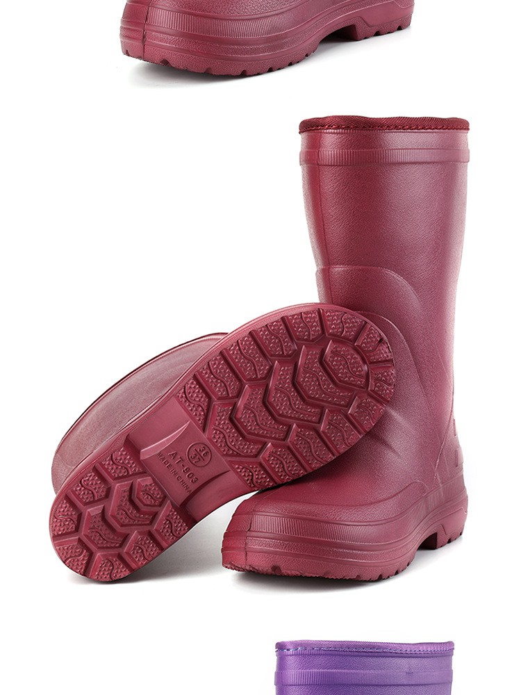保暖工作雨靴秋冬加绒雨靴女保暧中筒雨鞋女士滑劳保鞋加棉水靴鞋工作