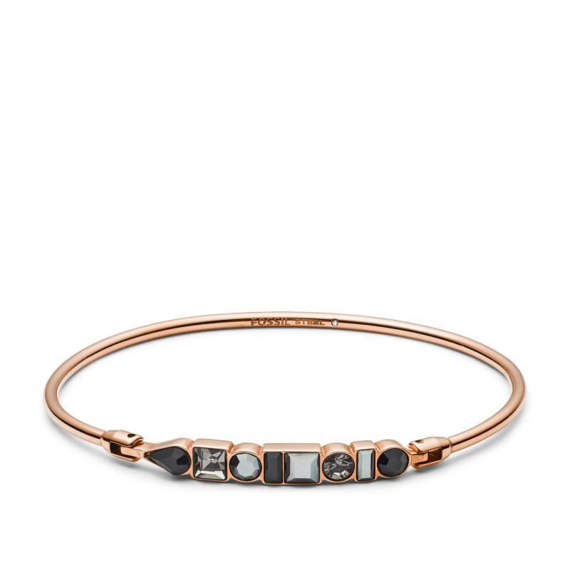 fossil化石女款手镯玫瑰金heritage闪钻黑色灰色装饰jof00483p single